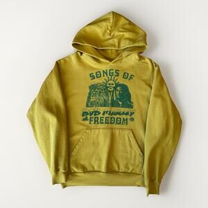 Online Ceramics Bob Marley Hoodie Medium Yellow Fleece Pullover Reggae Punk